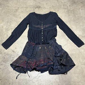 Marithe Francois Girbaud Vintage Black Parachute Dress Womens IT 40 FR 36 US 26